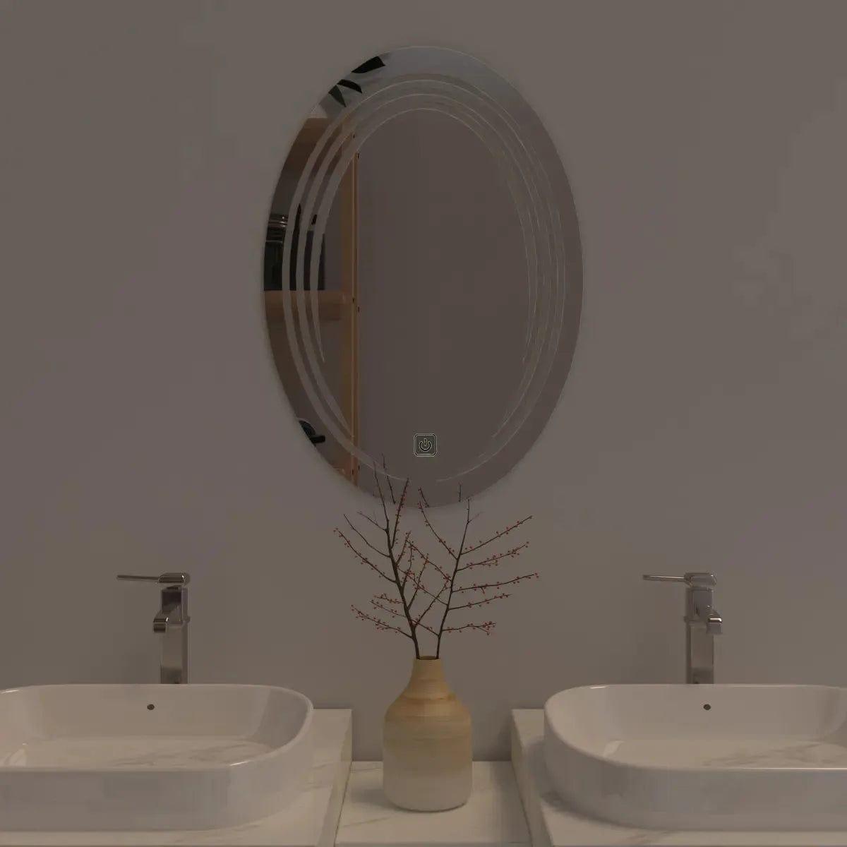 Modern Designed LED Oval Smart Touch Bathroom Wall Mirror - Ouch Cart 