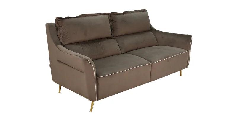 Velvet 3 Seater Sofa In Brown Colour - Ouch Cart 