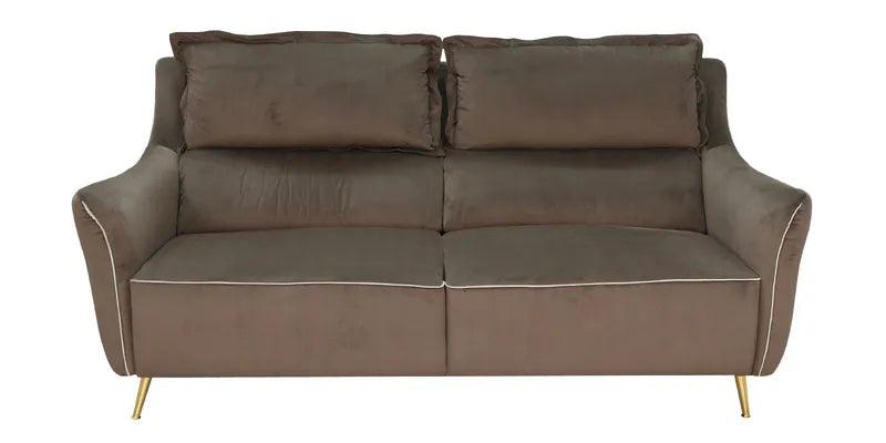 Velvet 3 Seater Sofa In Brown Colour - Ouch Cart 