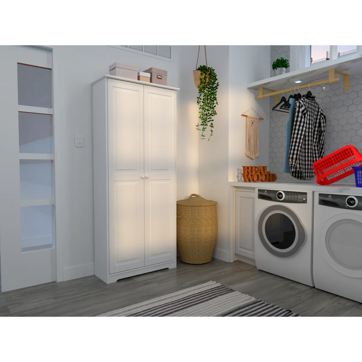 Jadian Freestanding Wardrobe Closet 1.0 with 4 Shelves and 2 Drawers