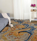 Orange Wool & Viscose Dream Scape 4x6 Feet  Hand-Tufted Carpet - Rug