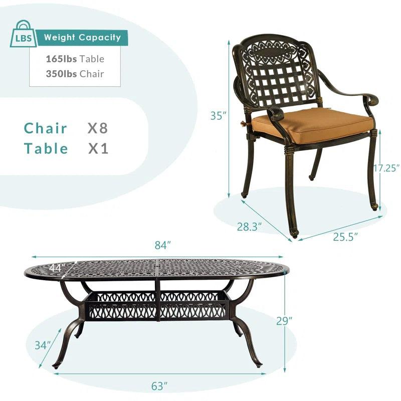 8 - Person Oval Outdoor Dining Set with Cushions - Ouch Cart 