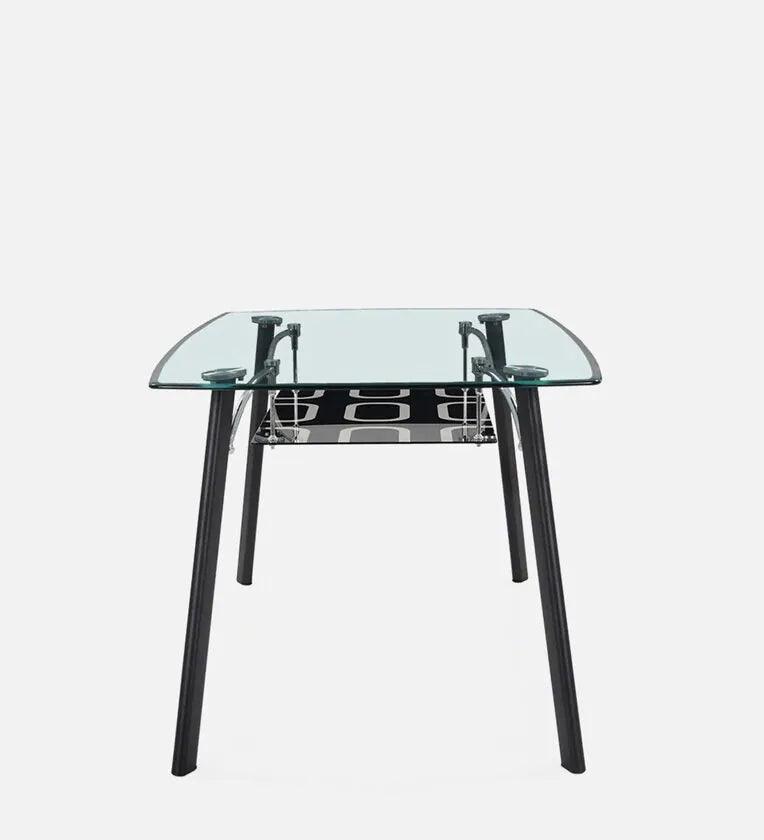 Glass Top 6 Seater Dining Set In Black Colour - Ouch Cart 