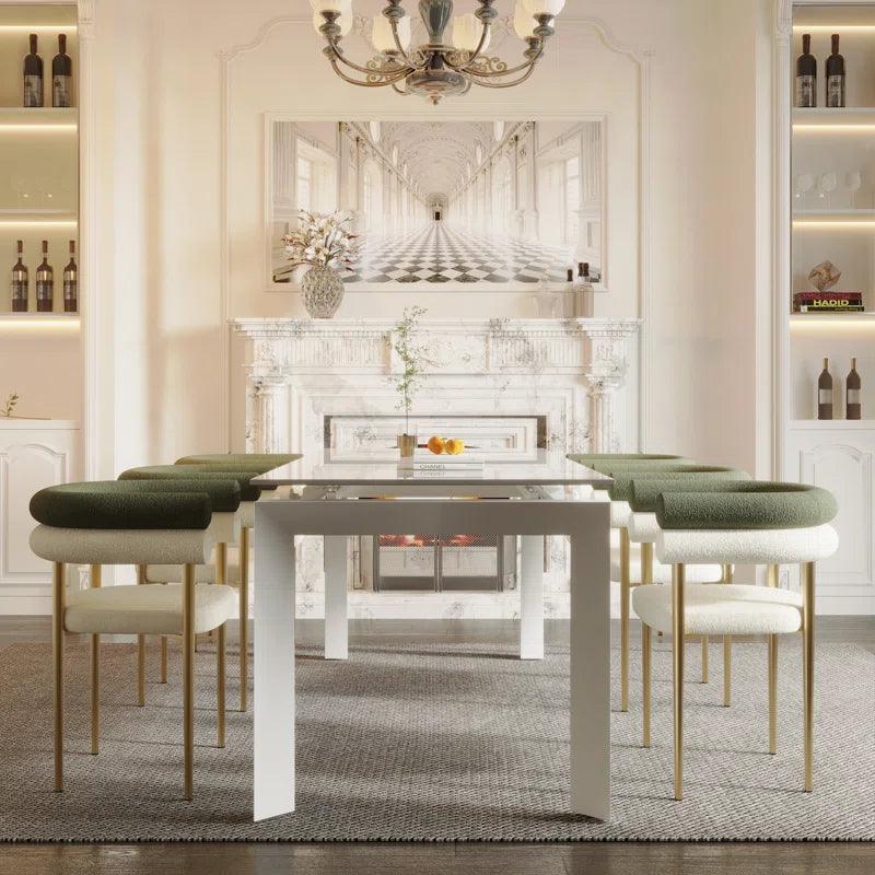 Rectangular Expandable Sintered Stone 78.75'' L x 31.5'' W, 9 Piece Dining Set - Ouch Cart 