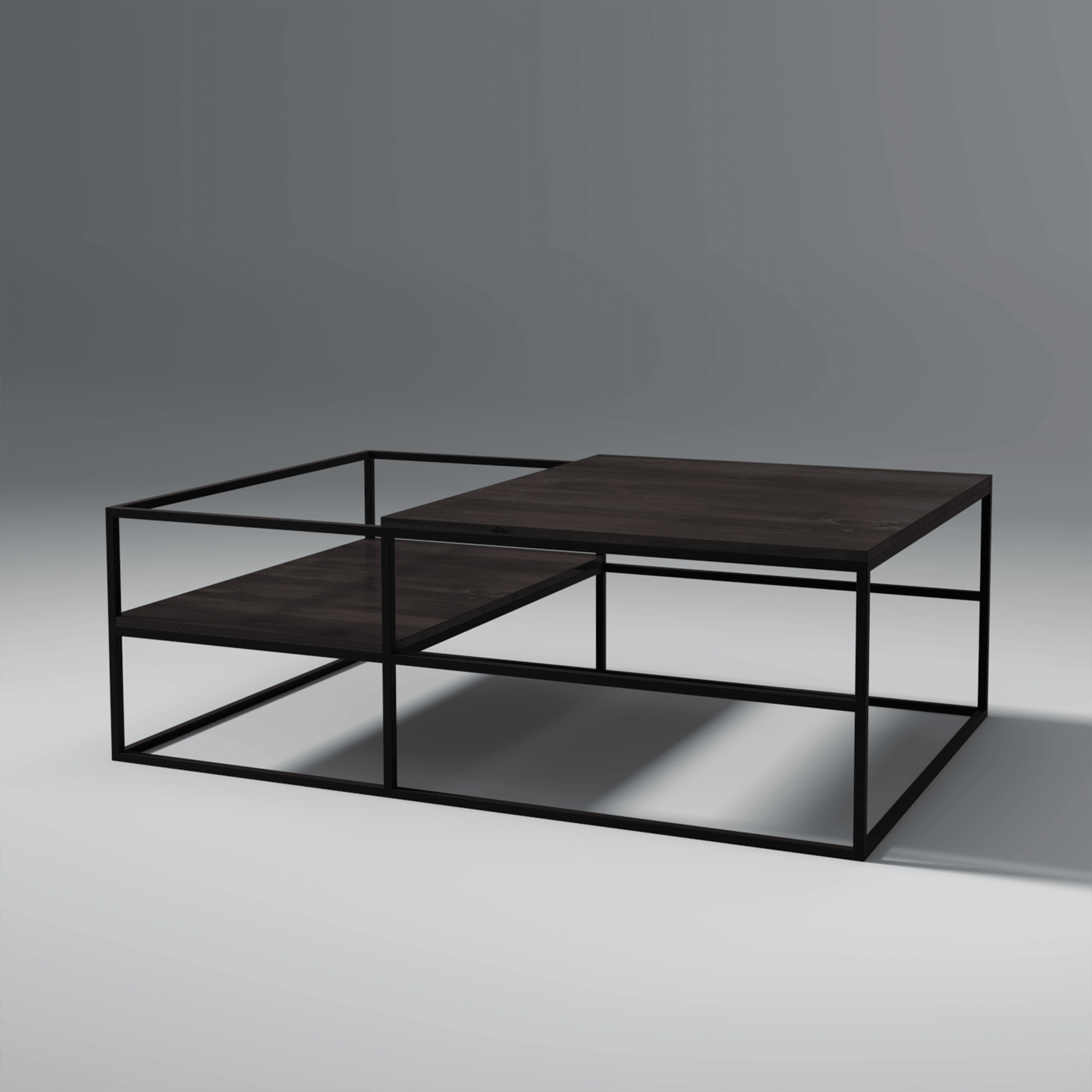 Becca Iron And Mango Wood Coffee Table In Dark Walnut