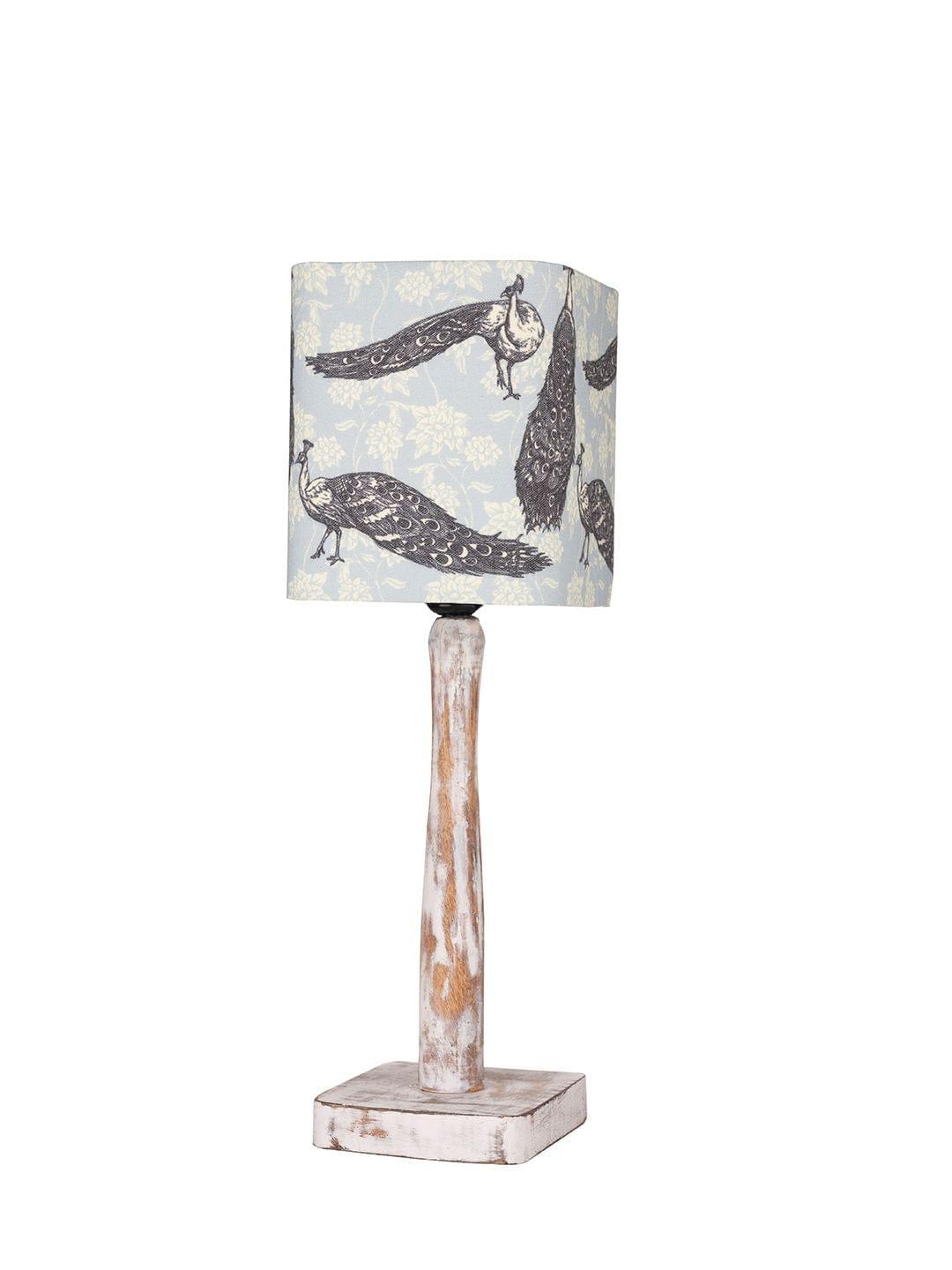 Curve Distress white Lamp with Wandering peacock shade - Ouch Cart 