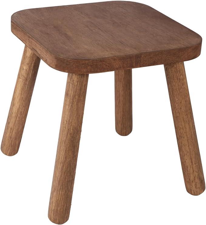 Solid Wood Stool for Kids 11.7'' Sturdy Sitting Stool Wooden Step Stool for Adults Wood Plant Stand Small Foot Stool with Four Detachable and Assembled Legs - Ouch Cart 