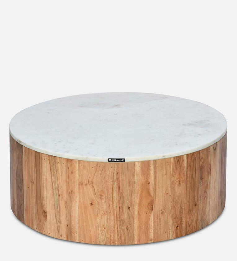 Marble Coffee Table in White Finish - Ouch Cart 