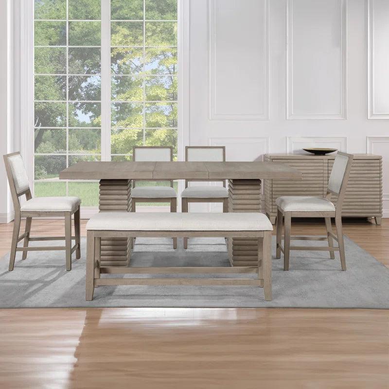 6 - Piece Extendable Trestle Dining Set - Ouch Cart 