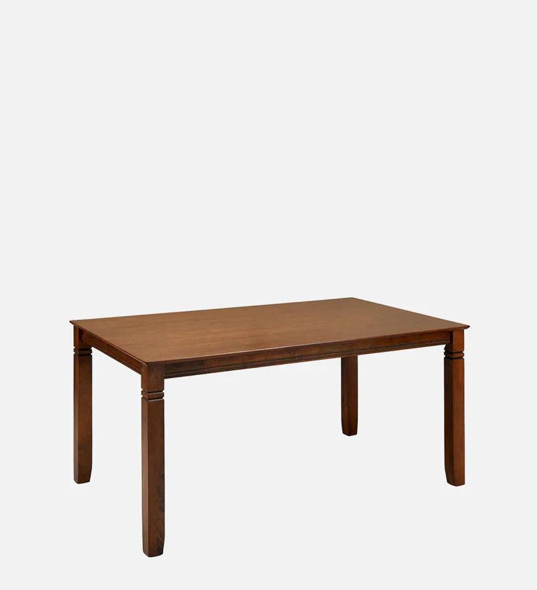 Solid Wood 6 Seater Dinning Table In Walnut Brown Finish - Ouch Cart 