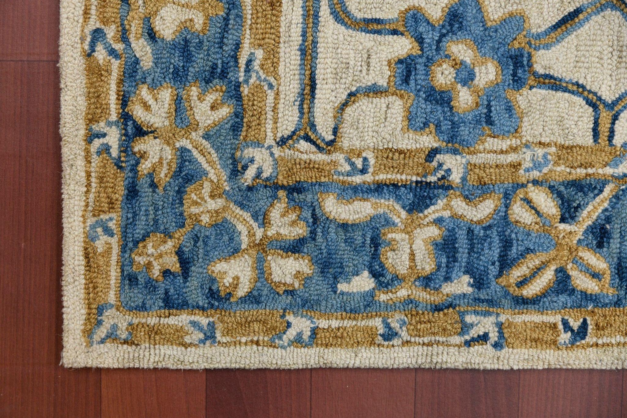 Royal Blue Wool Romania 4x6 Feet Hand-Tufted Carpet - Rug - Ouch Cart 