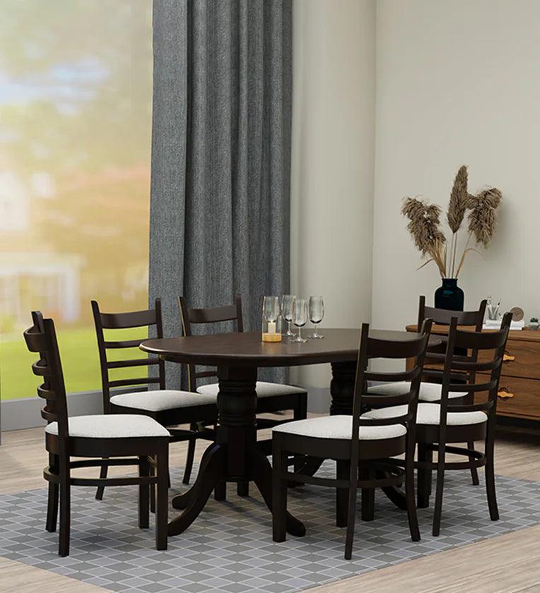 Solid Wood 6 Seater Dining Set in Wenge Finish - Ouch Cart 