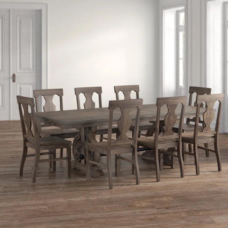 9 - Piece Extendable Trestle Dining Set - Ouch Cart 