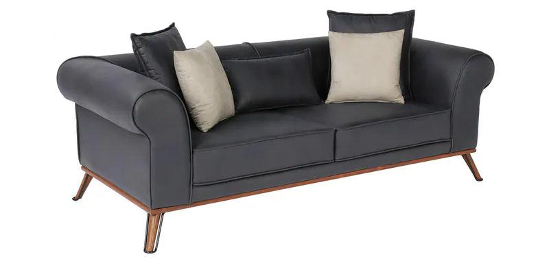 2 Seater Leather Sofa In Dark Blue Colour - Ouch Cart 