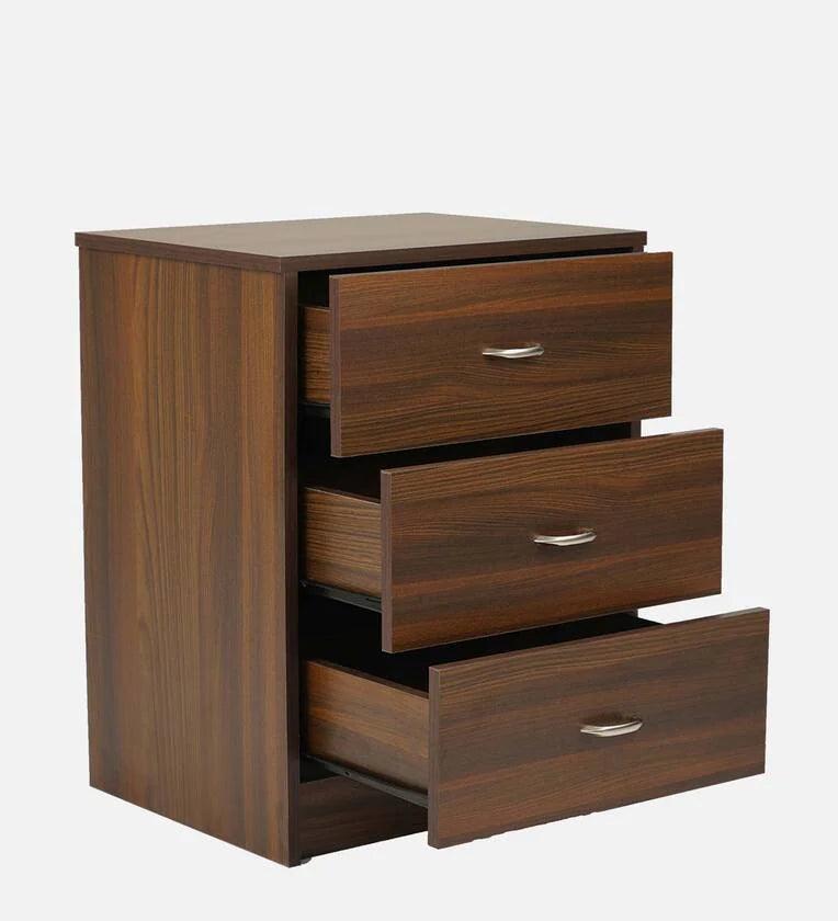 Bedside Table in Classic Walnut Finish with Drawers - Ouch Cart 