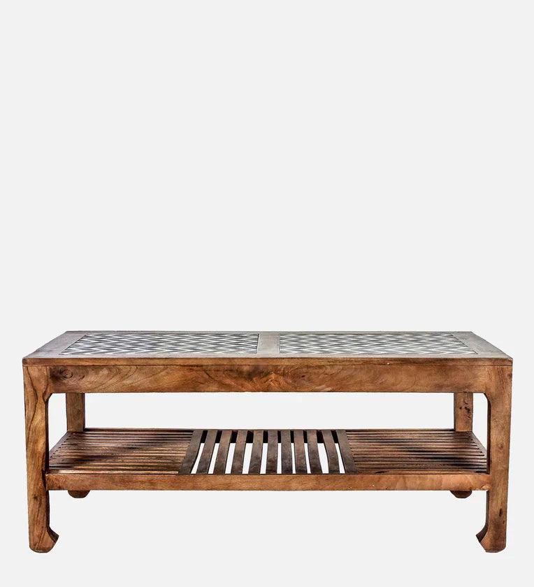Maple Large Coffee Table In Teak & Paintco Walnut Finish - Ouch Cart 