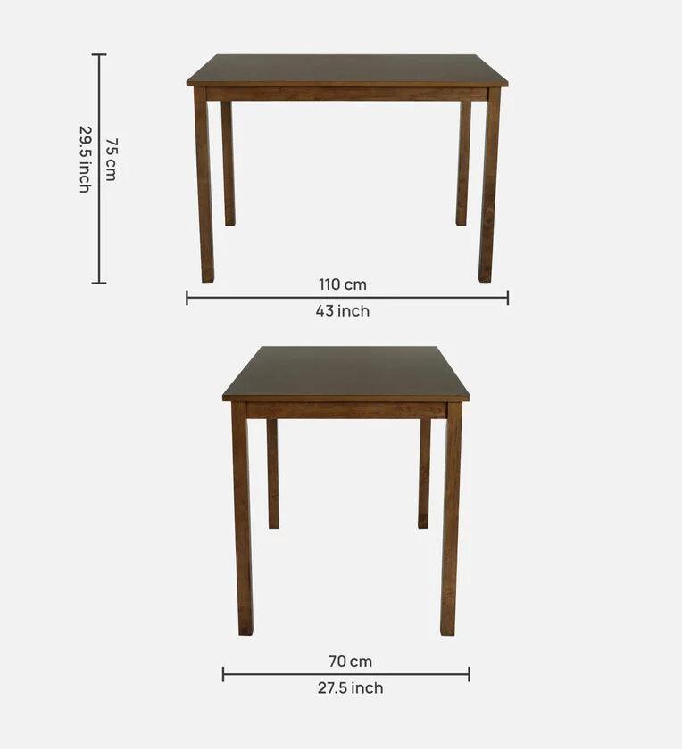 Solid Wood 4 Seater Dining Set in Cocoa & Tempo Teal Finish - Ouch Cart 