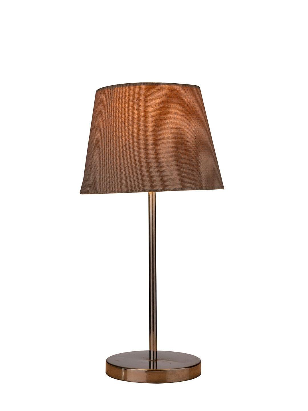 Metal Chrome Finish Lamp with Smare Taper Brown Shade - Ouch Cart 