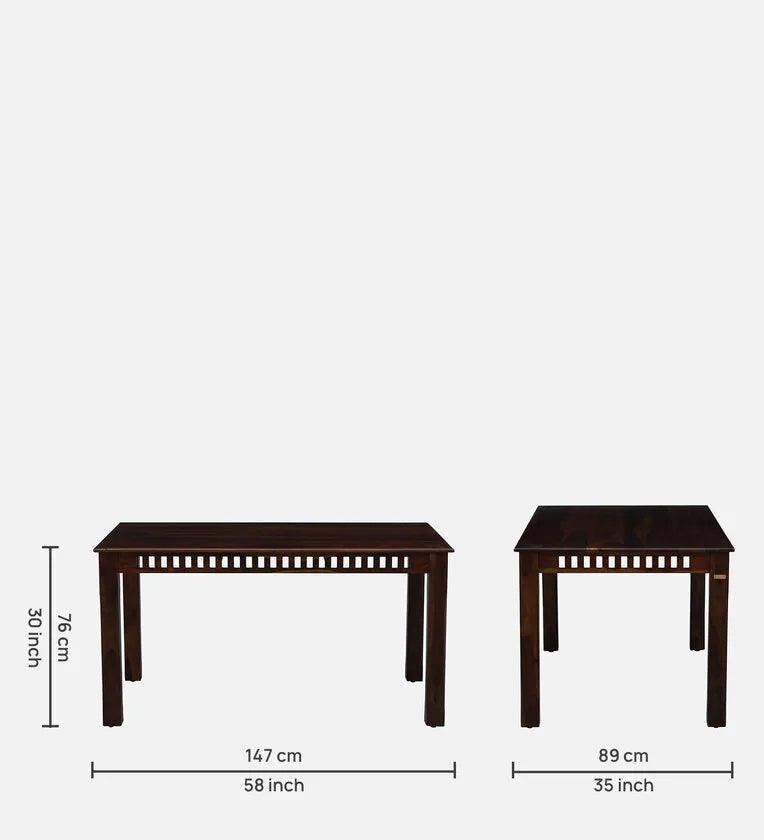 Sheesham Wood 6 Seater Dining Set In Scratch Resistant Provincial Teak Finish - Ouch Cart 