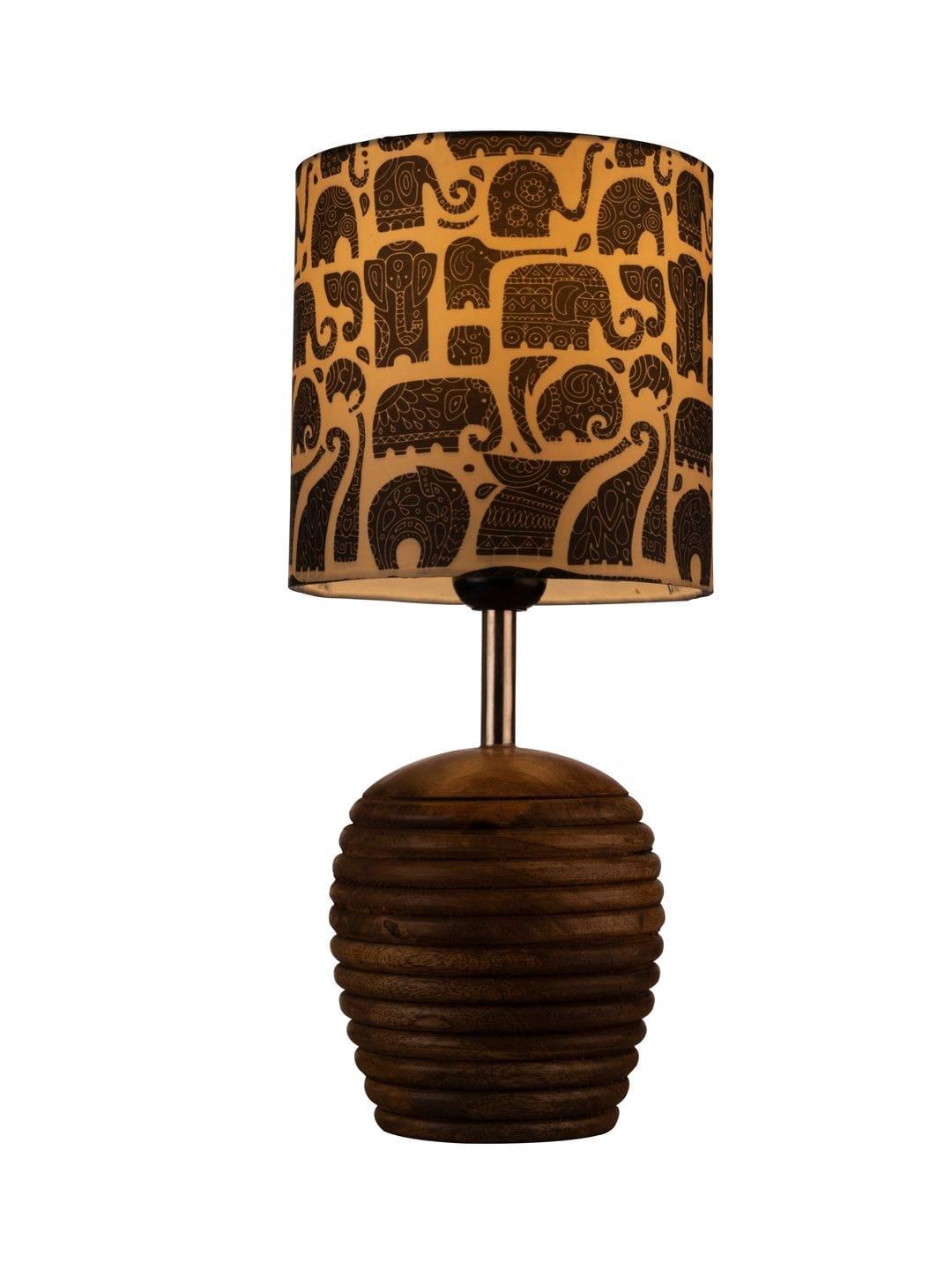 Stripped Brown Lamp with Black Elephant multicolor shade - Ouch Cart 