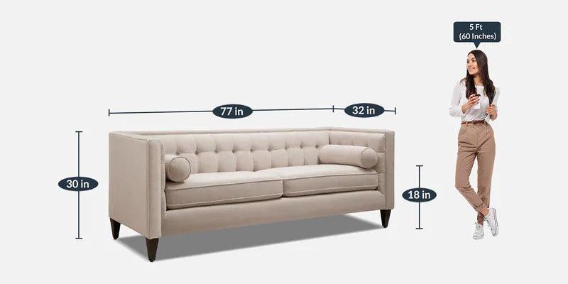 Velvet 3 Seater Sofa In Beige Colour - Ouch Cart 