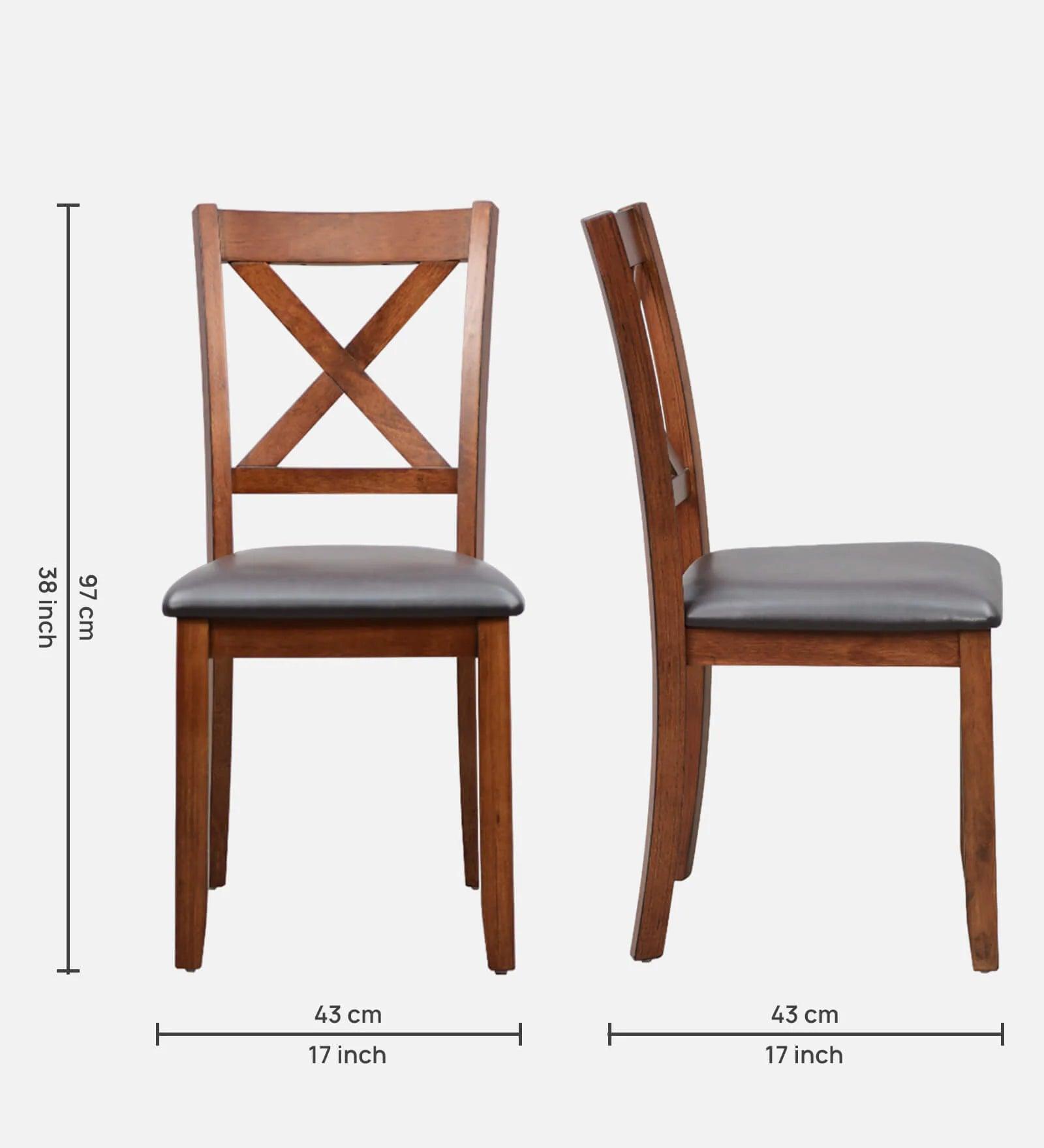 Solid Wood 4 Seater Dining Set In Brown Colour - Ouch Cart 