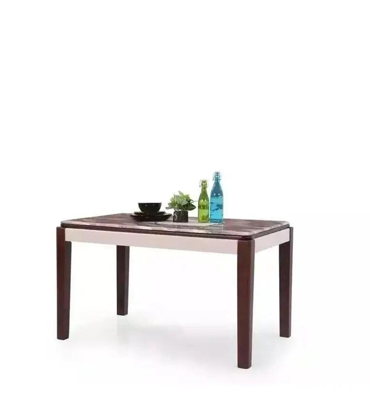 Marble Top 4 Seater Dining Set in Grey & Brown Colour - Ouch Cart 