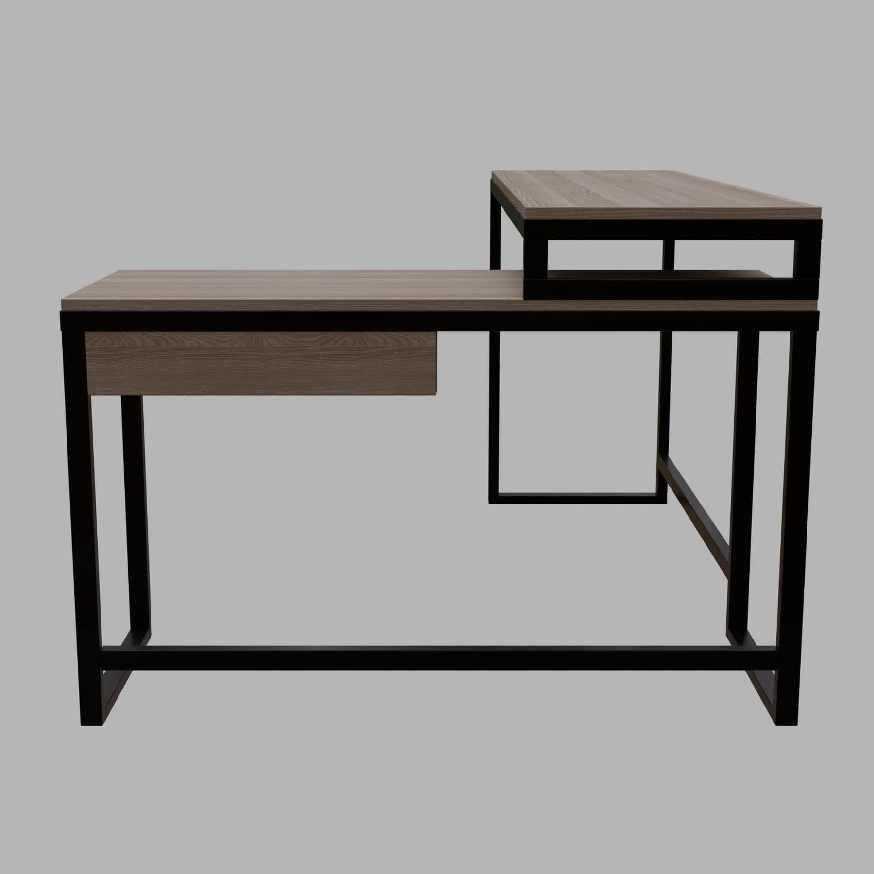 Enkele L Shaped Study Table with Storage Design in Wenge Color - Ouch Cart 