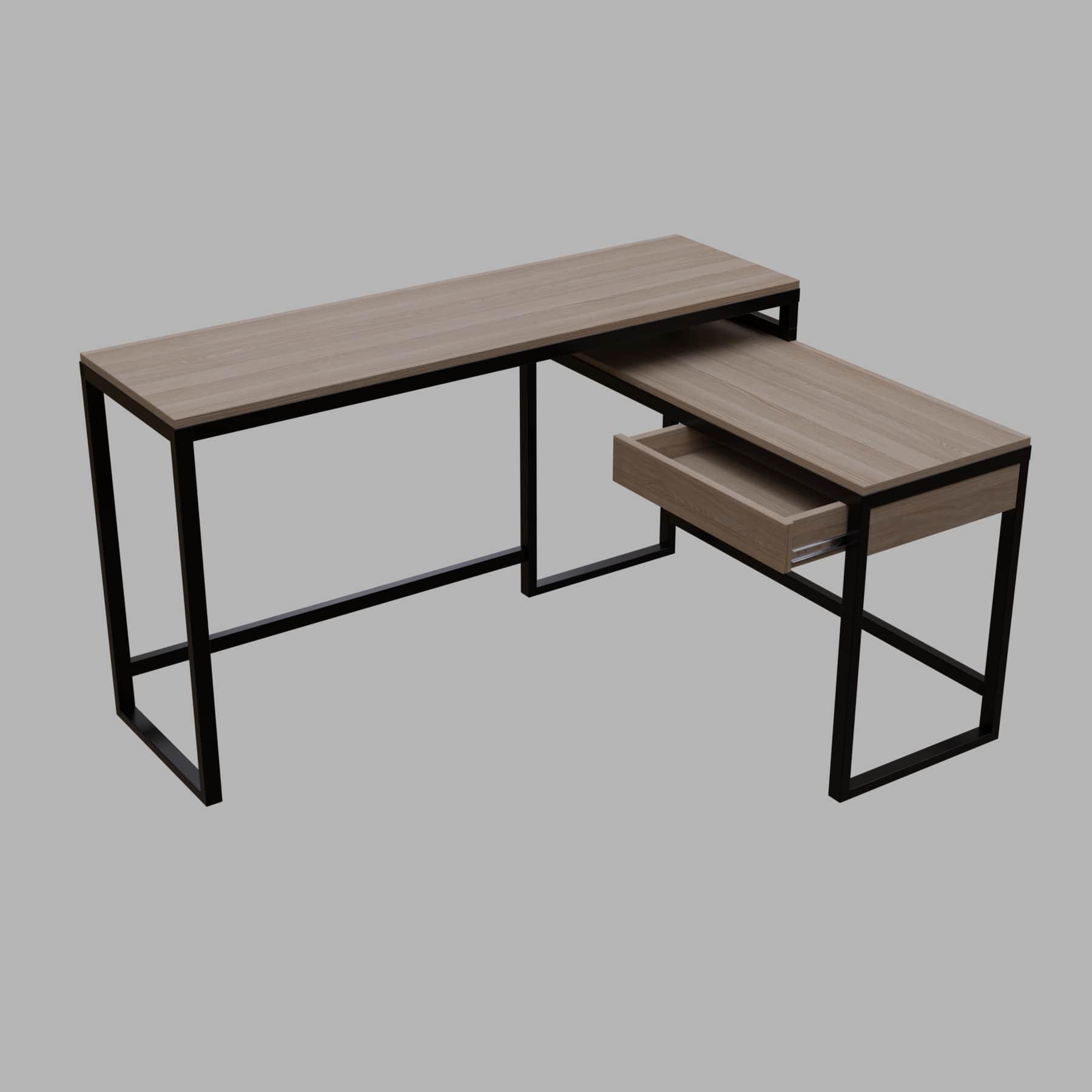 Enkele L Shaped Study Table with Storage Design in Wenge Color