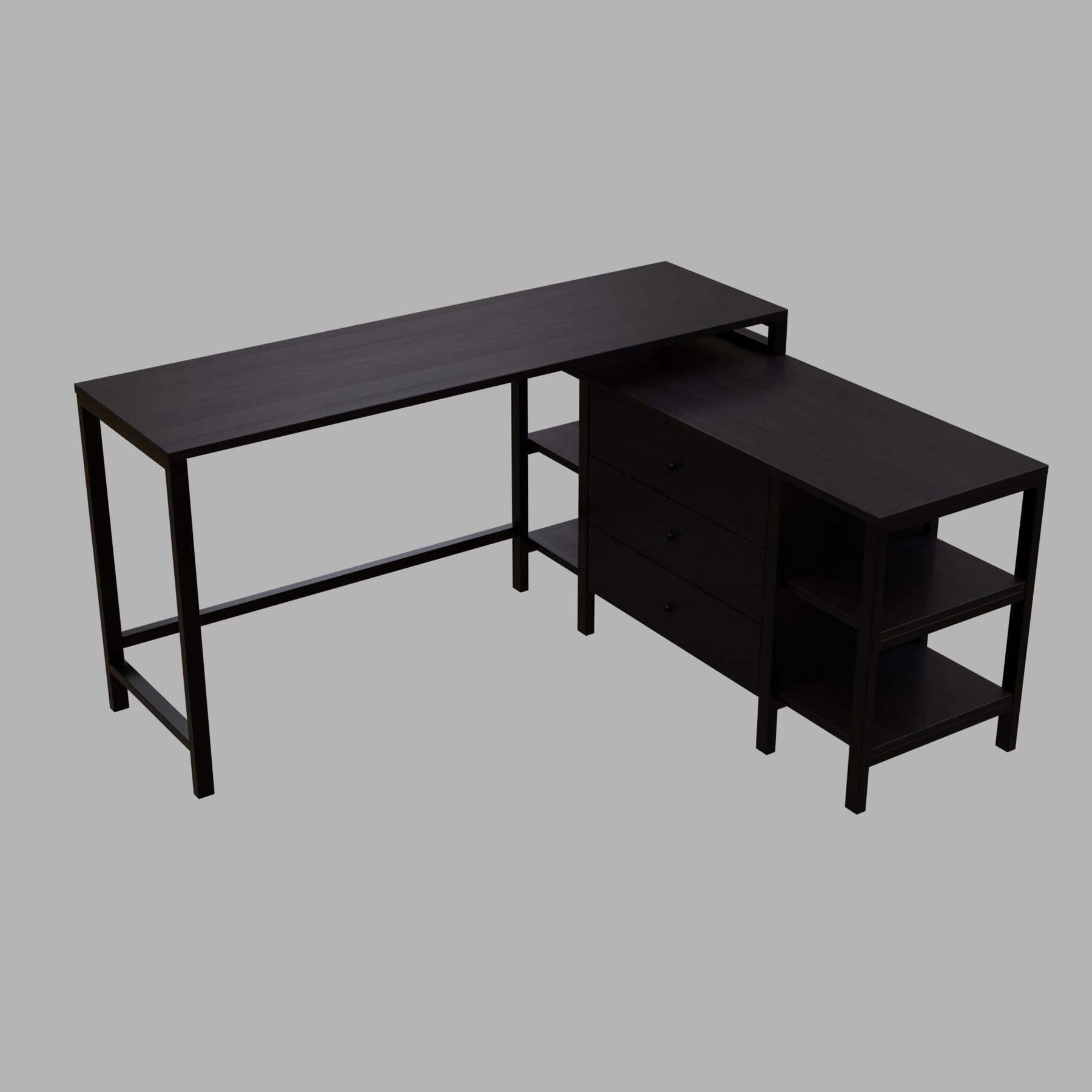 Kerry Executive Desk with Drawers & Open Storage shelves in brown finish - Ouch Cart 