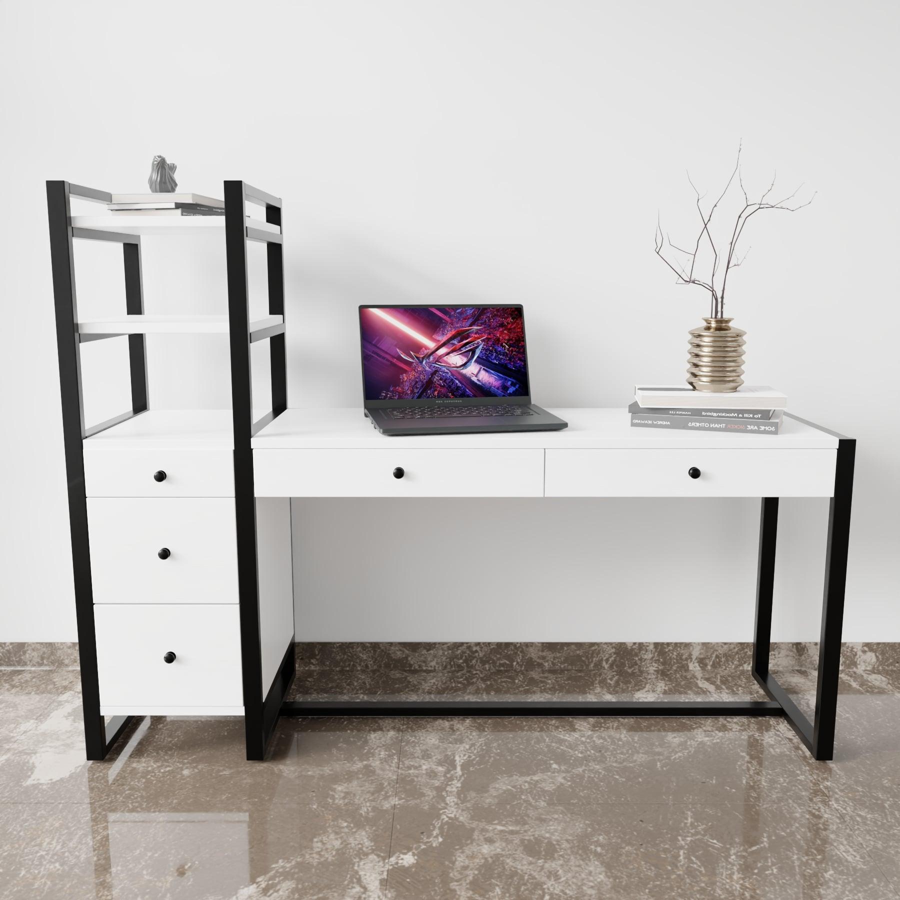 Best study table with storage design have drawer & open storage shelve, perfect for engineers