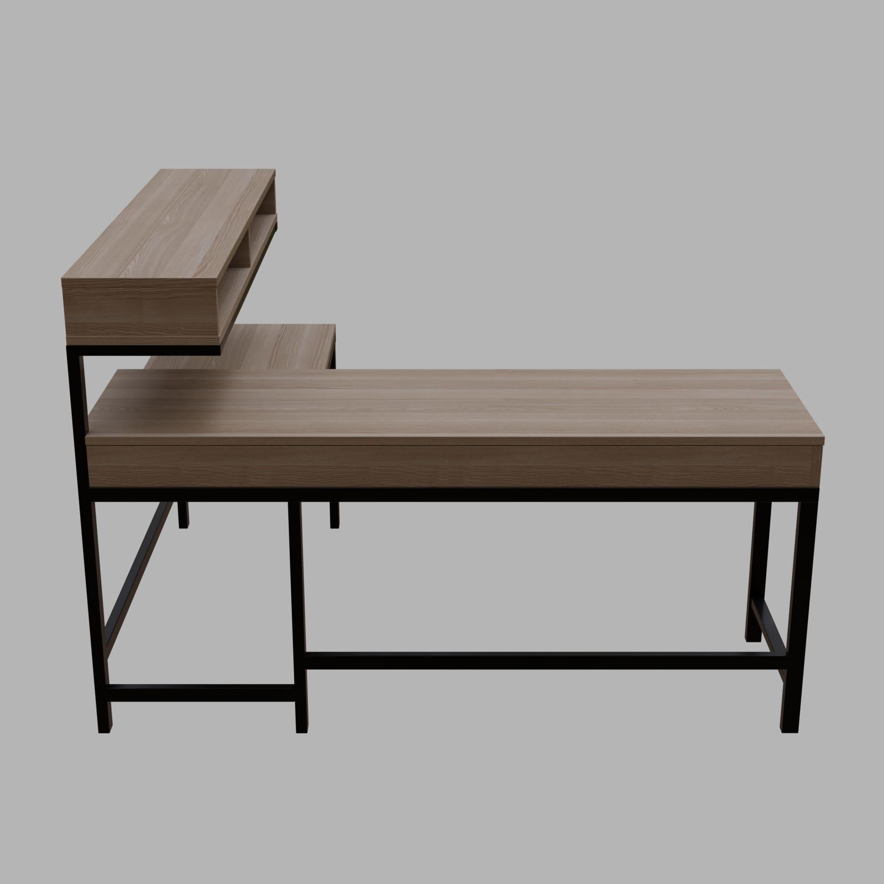 Wesley L Shaped Executive Desk with Storage Design in Wenge Color - Ouch Cart 