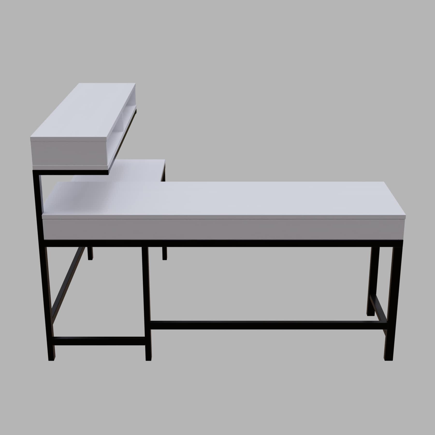 Wesley L Shaped Executive Desk with Storage Design in White Color - Ouch Cart 