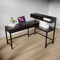 Wesley L Shaped Executive Desk with Storage Design in Brown Color