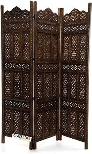 3 panel Wooden Partition, Wooden Handcrafted Partition/Room Divider/Separator for Living Room/Office - Ouch Cart 