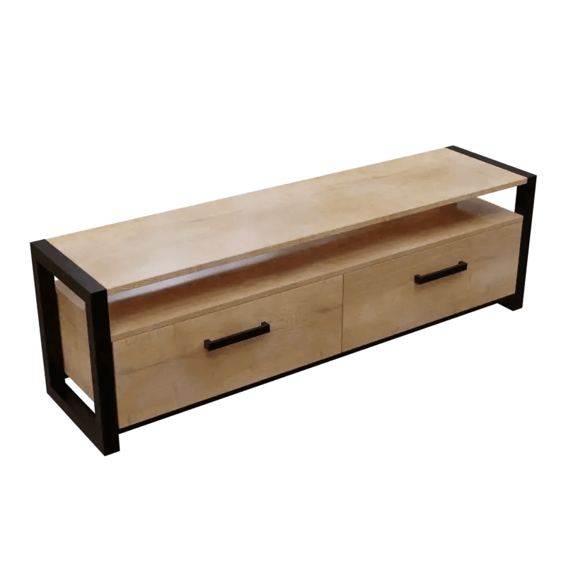 Dilleto TV Unit With Storage Space & Drawers in Large Size in Wooden Texture - Ouch Cart 