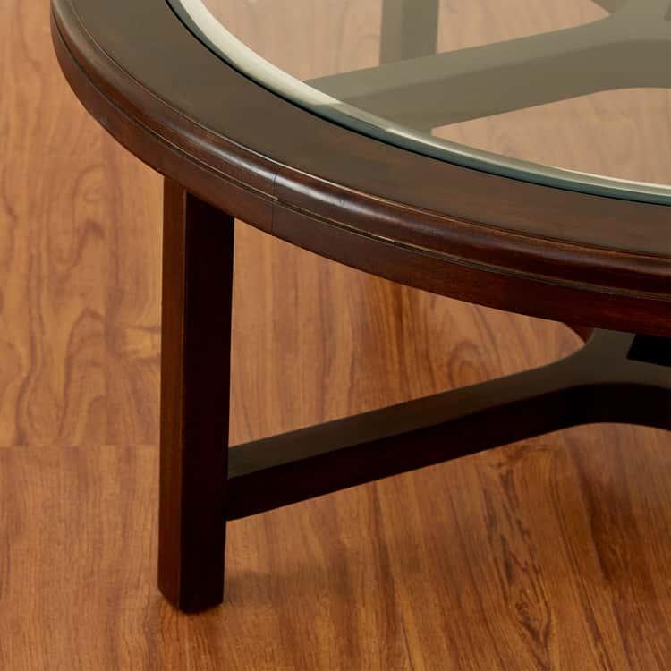 Glass Top Coffee Table with Stools - Brown