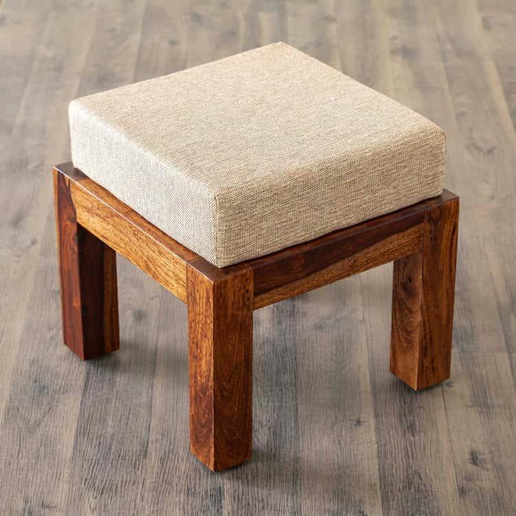 Sheesham Wood Coffee Table with Stools - Brown