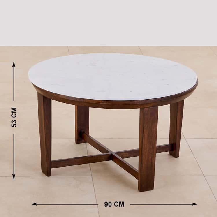 Marble Top Coffee Table with Stools - Brown