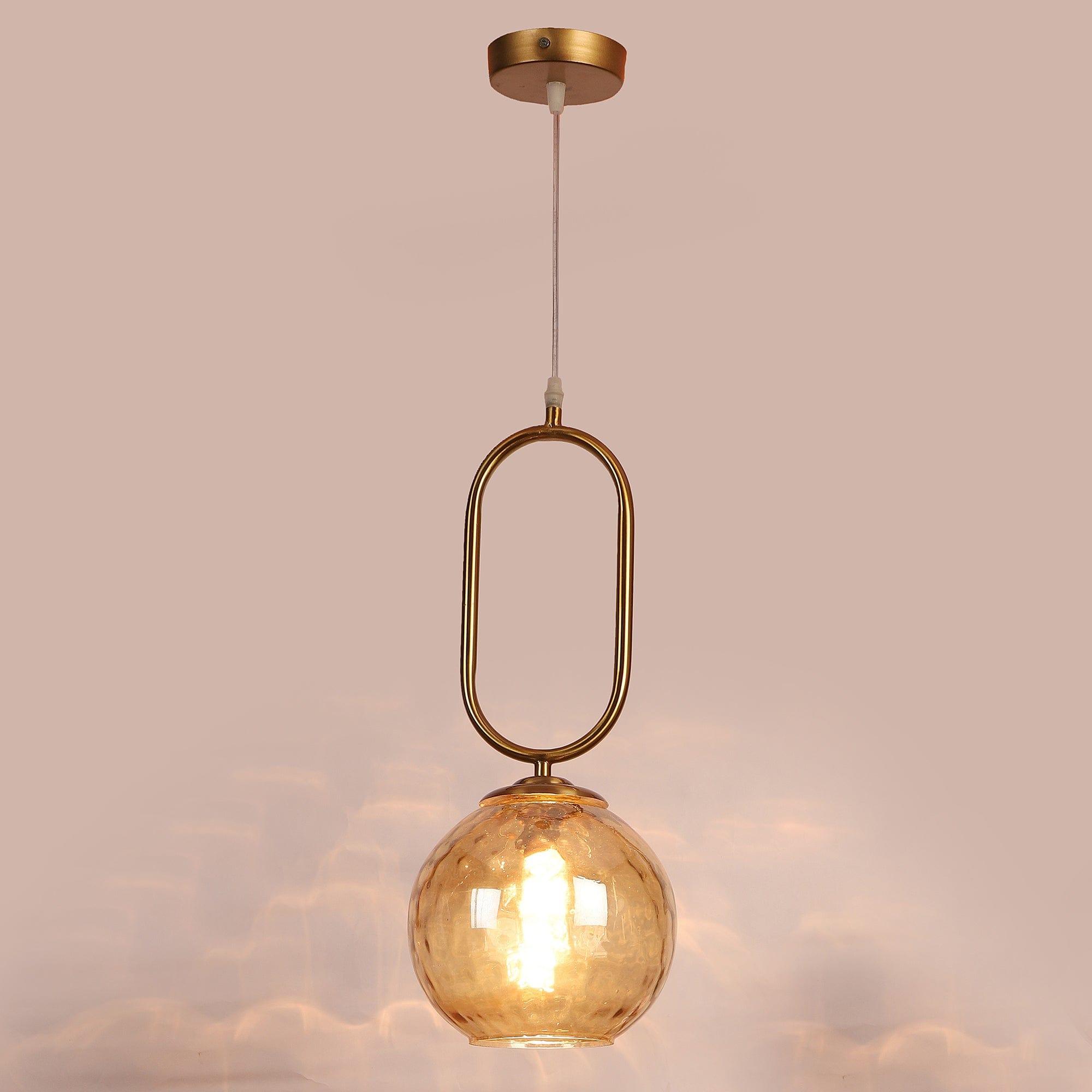 Iron Glass Hanging Lights Gold Finish