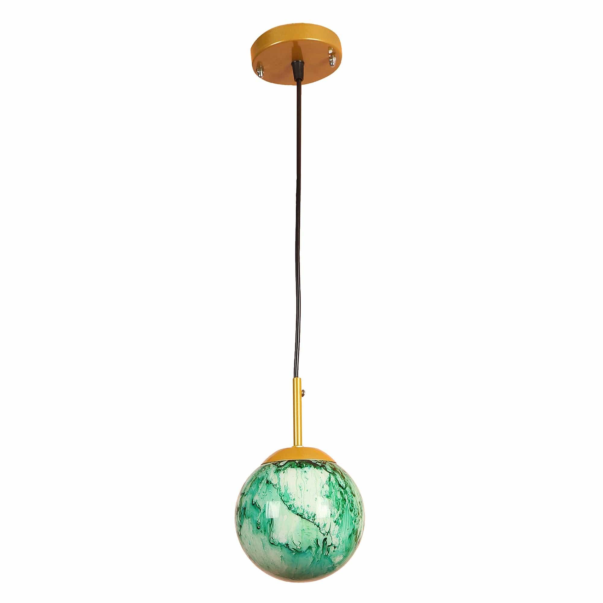 Iron Hanging Lights Green and Gold Finish - Ouch Cart 