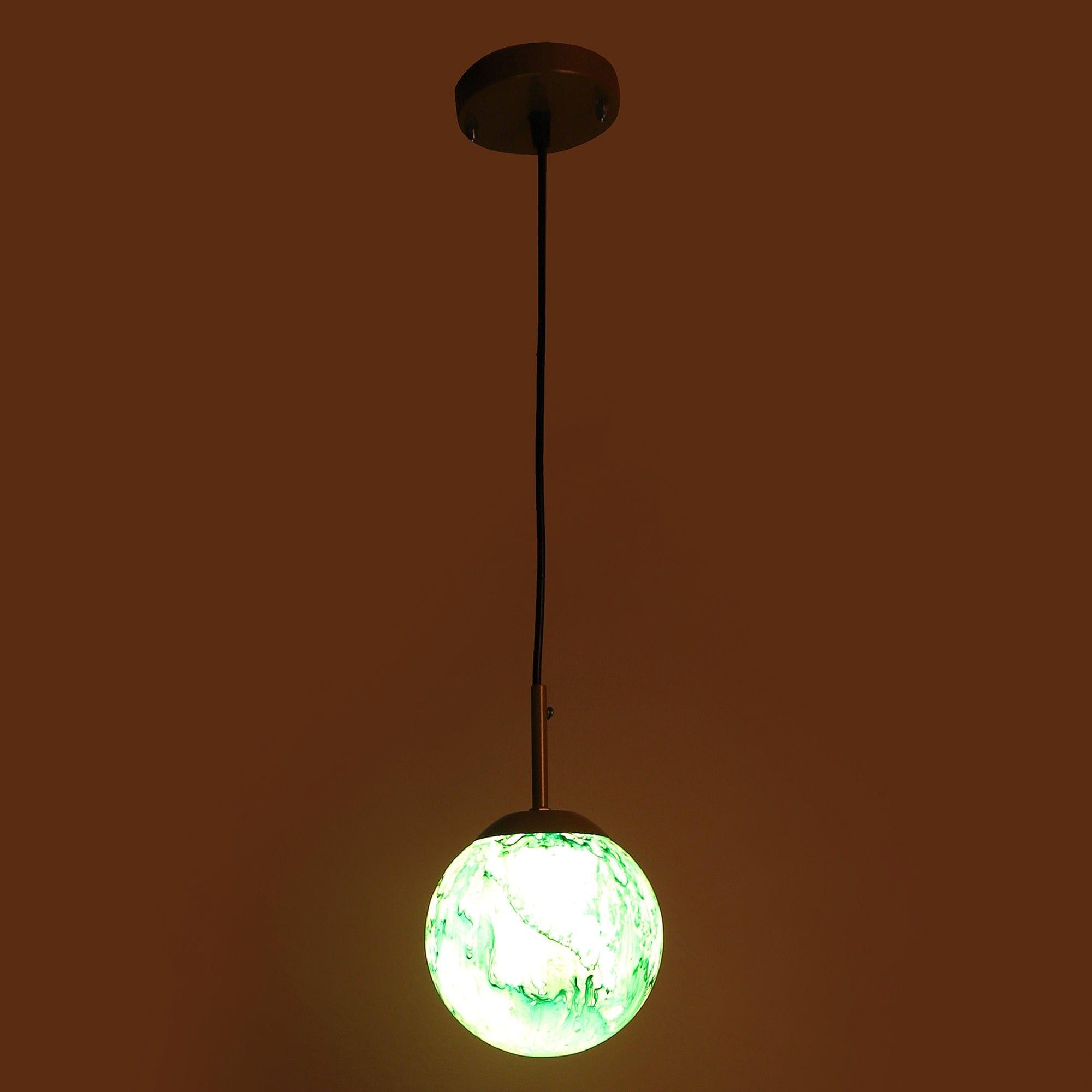 Iron Hanging Lights Green and Gold Finish - Ouch Cart 