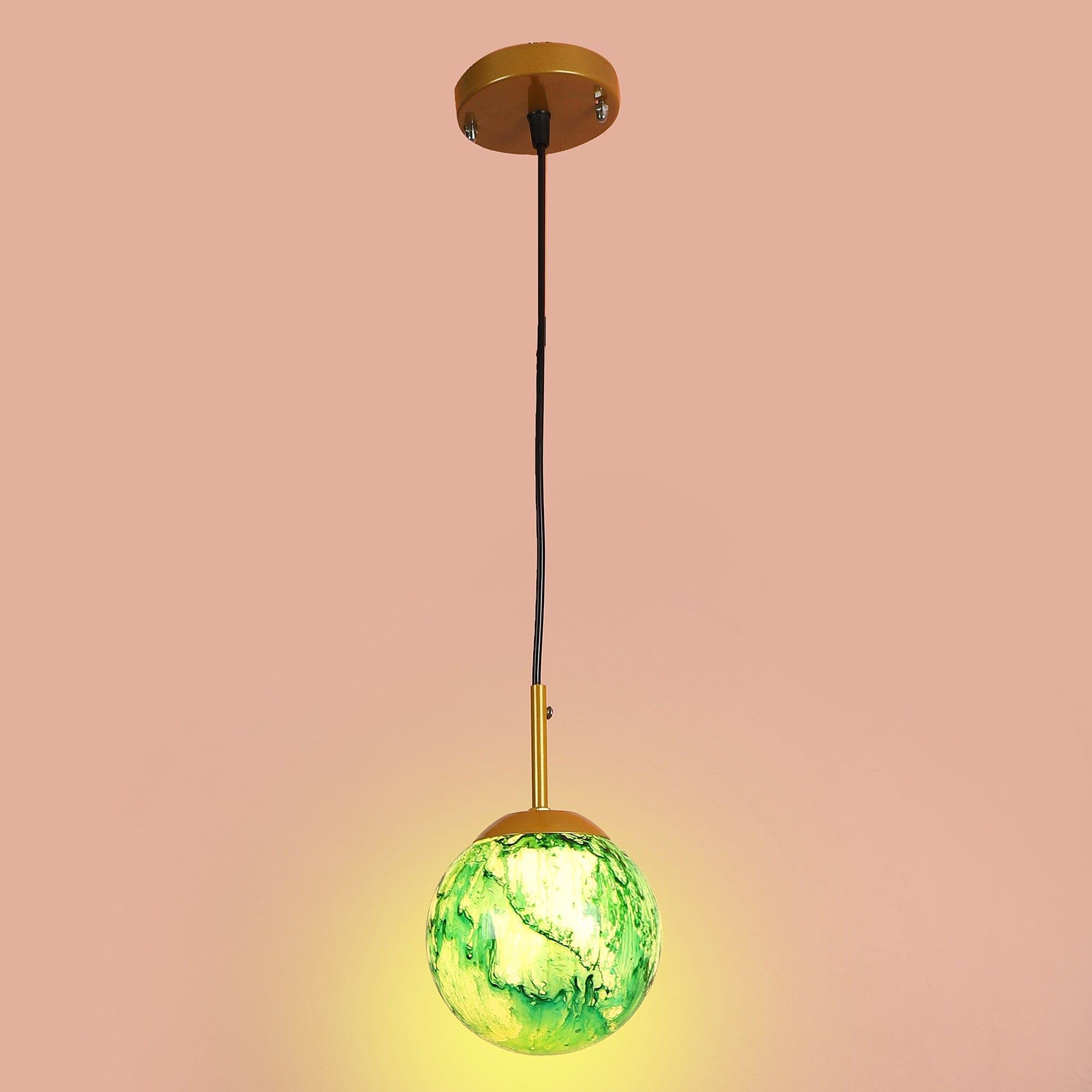 Iron Hanging Lights Green and Gold Finish - Ouch Cart 