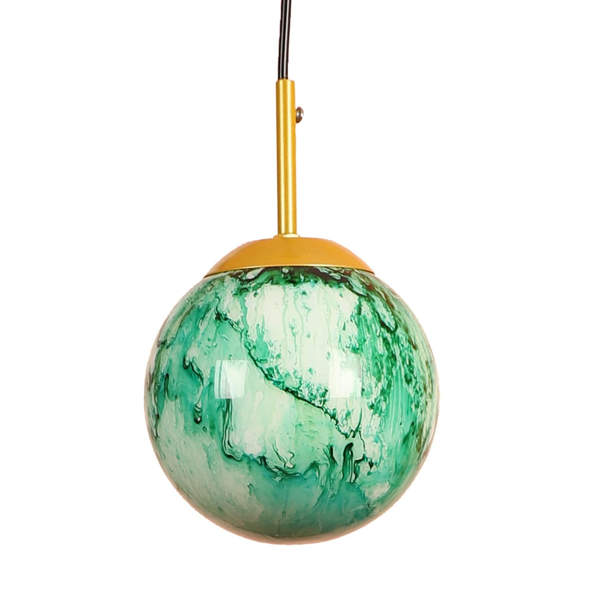 Iron Hanging Lights Green and Gold Finish - Ouch Cart 