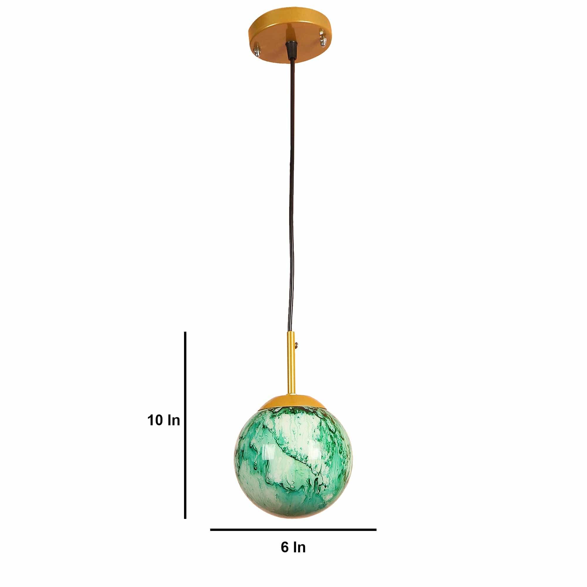 Iron Hanging Lights Green and Gold Finish - Ouch Cart 