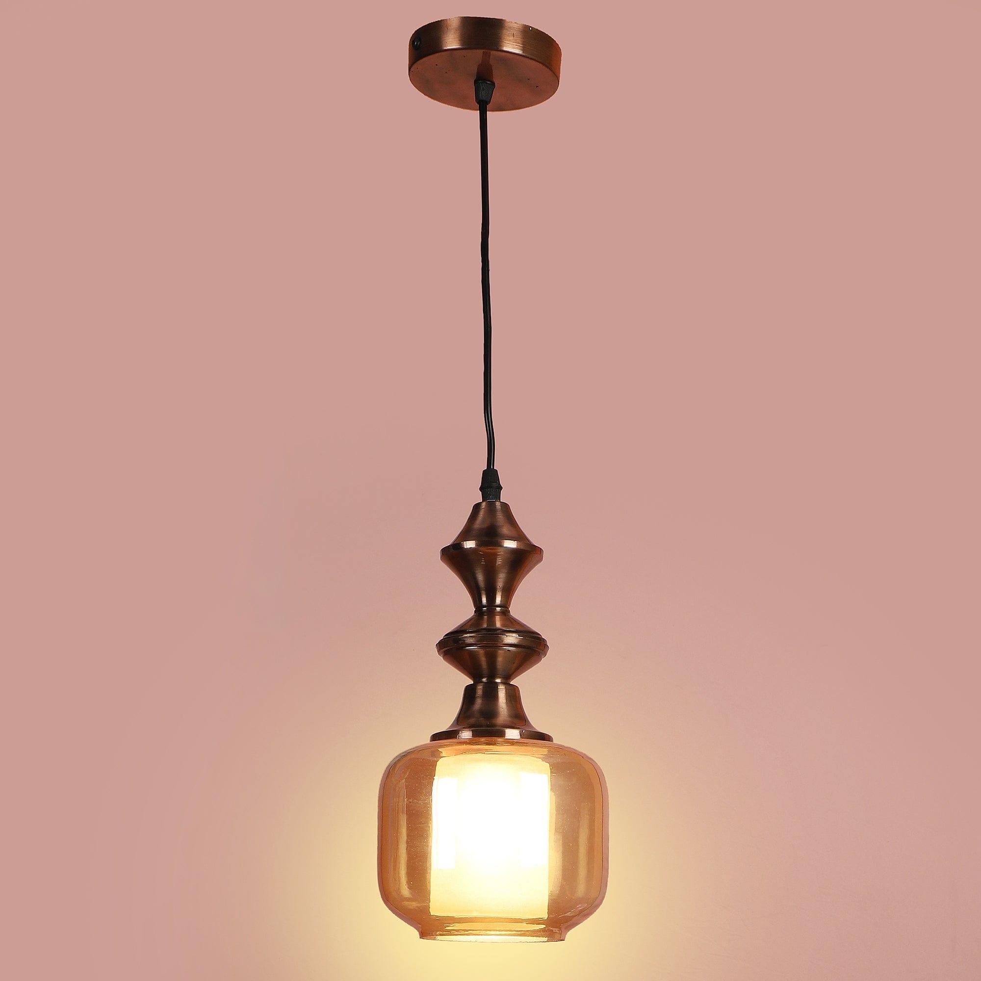 Iron Glass Hanging Lights Copper and Gold Finish - Ouch Cart 