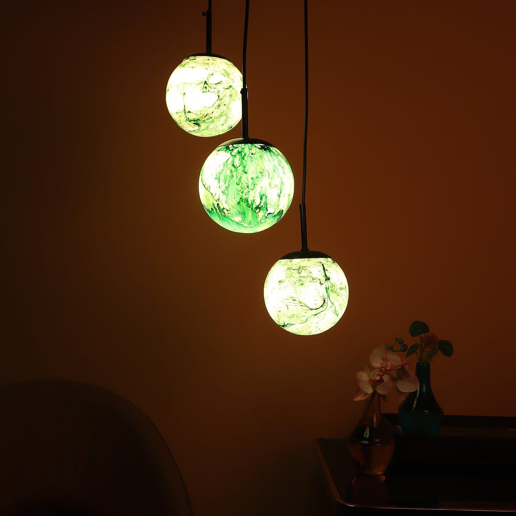 Black And Green 3 Iron Cluster Hanging Light