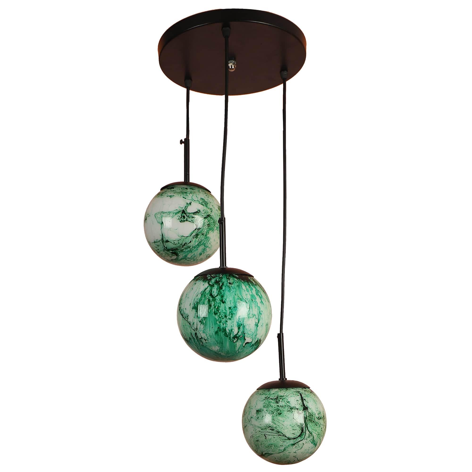 Black And Green 3 Iron Cluster Hanging Light - Ouch Cart 