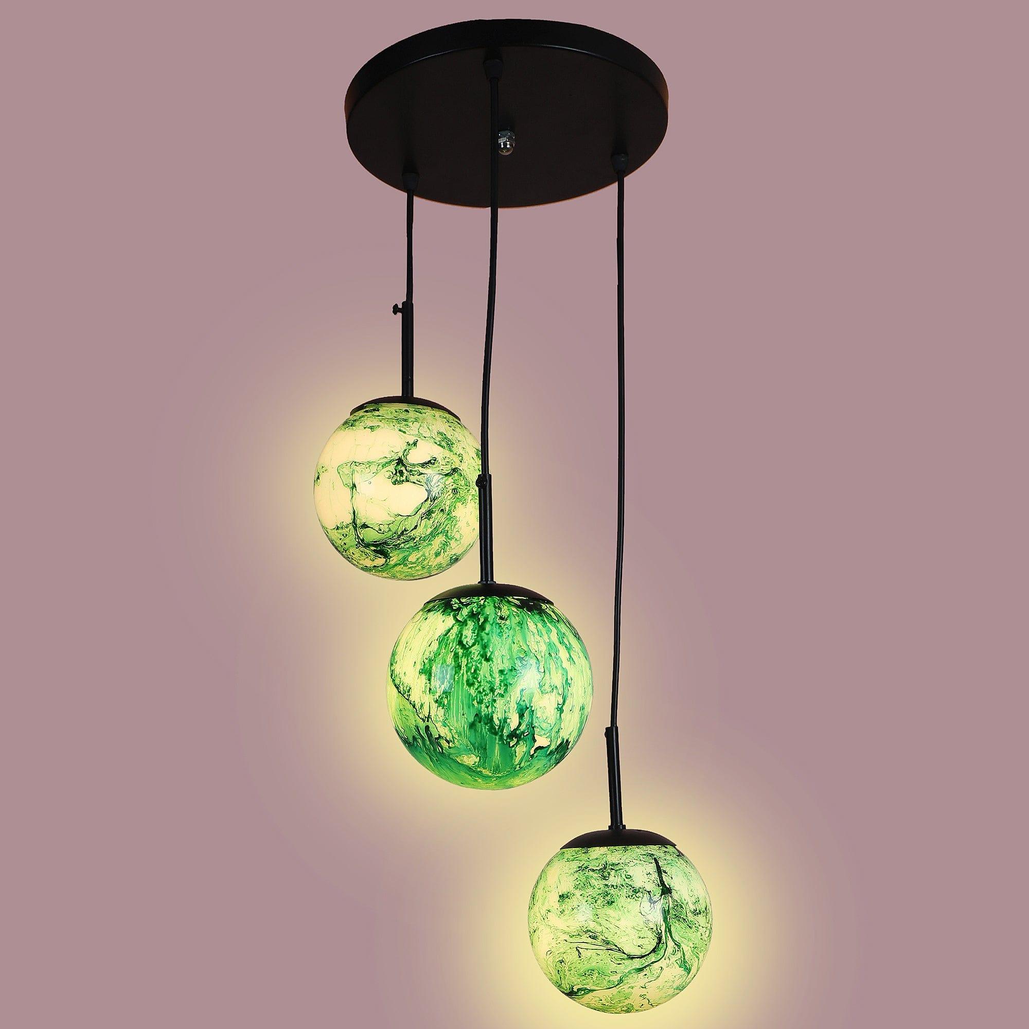 Black And Green 3 Iron Cluster Hanging Light