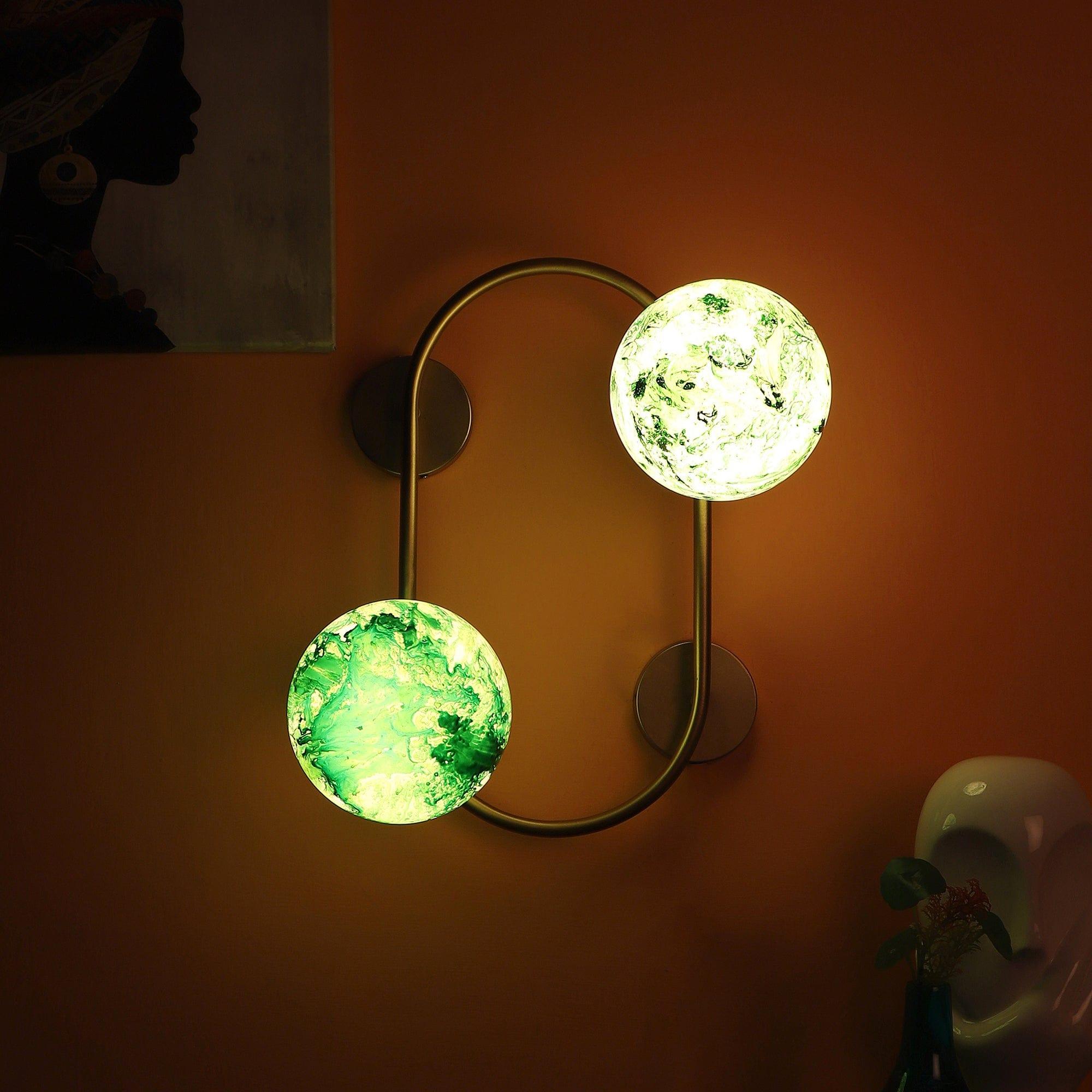 Gold And Green 2 Iron Wall Lights - Ouch Cart 